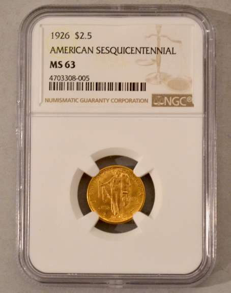 1926 $2.50 Sesquicentennial US Gold Coin NGC MS 63