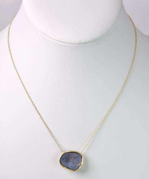 Dazzling Geode and Diamond Necklace in Gold Plated Sterling Silver