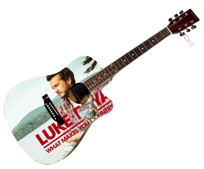 Luke Bryan What Makes You Country Tour Signed Custom Photo Graphics Guitar ACOA