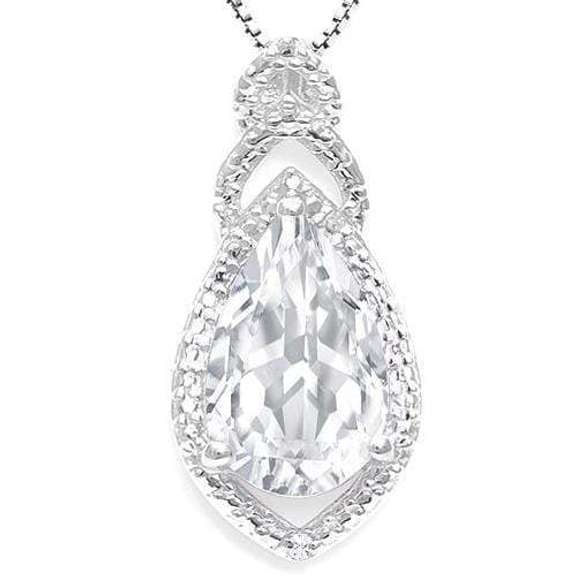 2.78 CT WHITE TOPAZ & DIAMOND 925 STERLING SILVER PENDANT