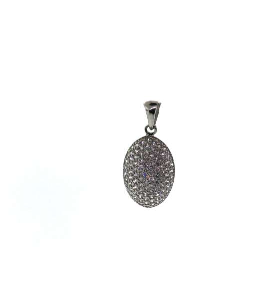 Sterling Silver Oval Pendant with Cubic Zirconias