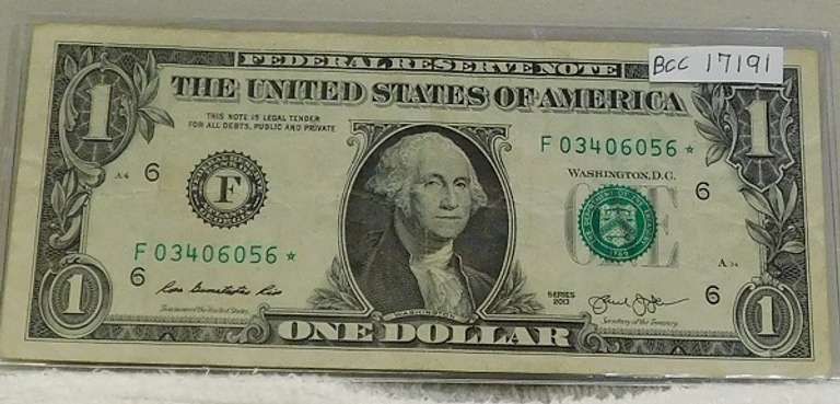 2013 Star Note, Fed Res Note $1  GEM Unc