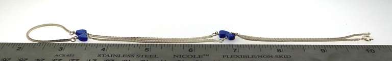 Minature Sterling Silver Snake Chain Necklace with Blue Heart Gemstones