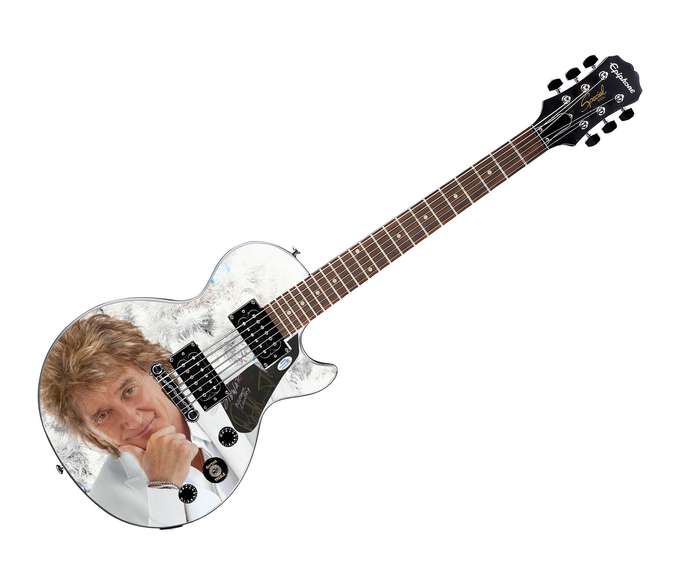 Rod Stewart Autographed Gibson Epiphone Les Paul Photo Graphics Guitar ACOA