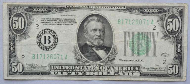 $ 50 1934 A NY Fed FRN