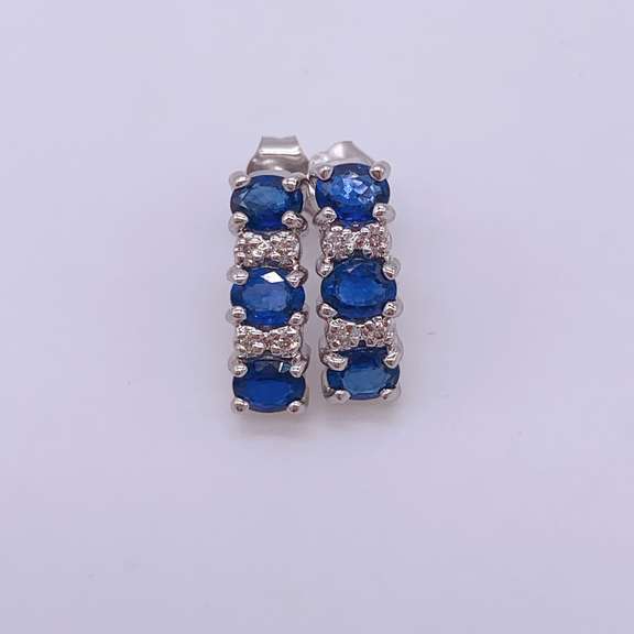 14kt Gold, Blue Sapphire, & Diamond Earrings