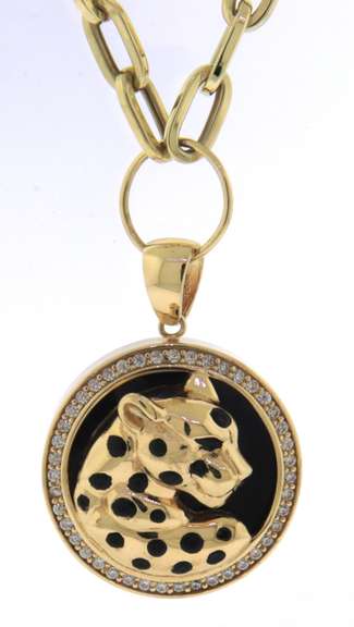 BRAND NEW! Italian Style Panther Black Onyx Pendant on Chain