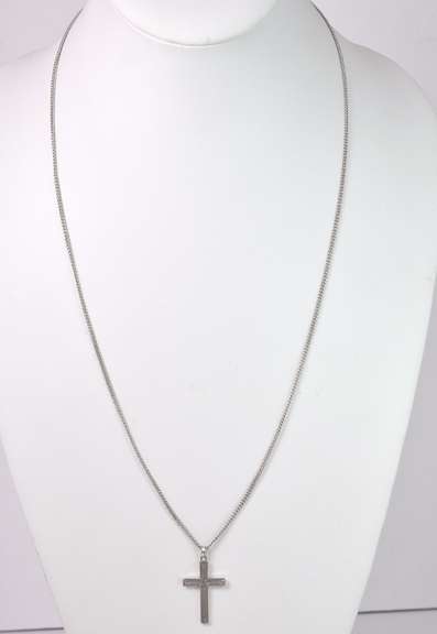 White Gold Cross Pendant & Chain