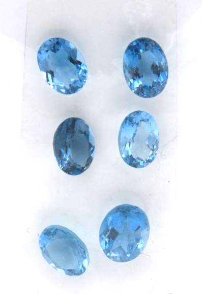 Cute Group of 6 Oval Cut London Blue Topaz Gemstones, 9.96cts