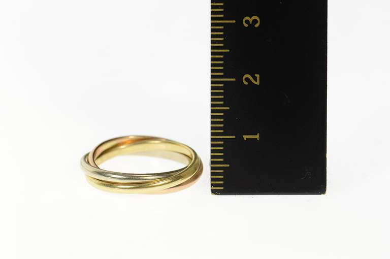 14K Yellow Gold Tri Tone Rolling Three Interlocking Band Ring