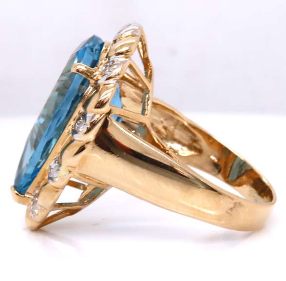 Fantastic Blue Topaz and Diamond Cocktail Ring