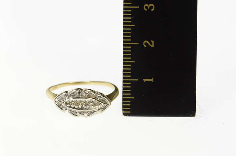 10K White Gold Retro 1950's Scalloped Diamond Statement Ring