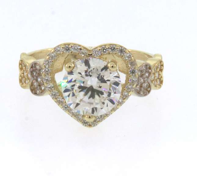 Exceptional 14kt Yellow Gold CZ Heart Ring