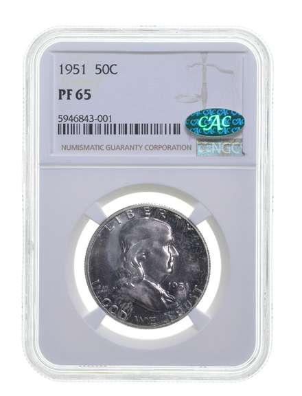 PF65 1951 Franklin Half Dollar - CAC - Graded NGC