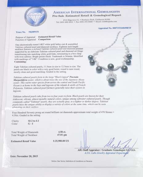 Magnificent Pearl & Diamond Necklace, 14KT