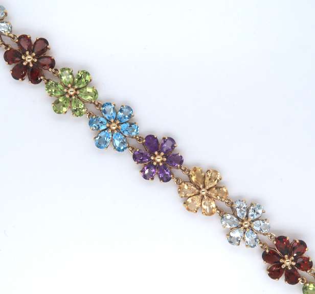 25.0 Carat Gemstone Bracelet in 14kt Solid Yellow Gold