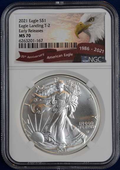 2021 American Silver Eagle NGC MS70 Early Releases Type 2.