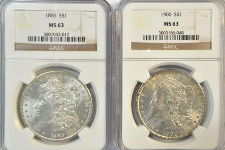 Better NGC MS63 1889 & 1900 'P' Mint Morgan Silver Dollars