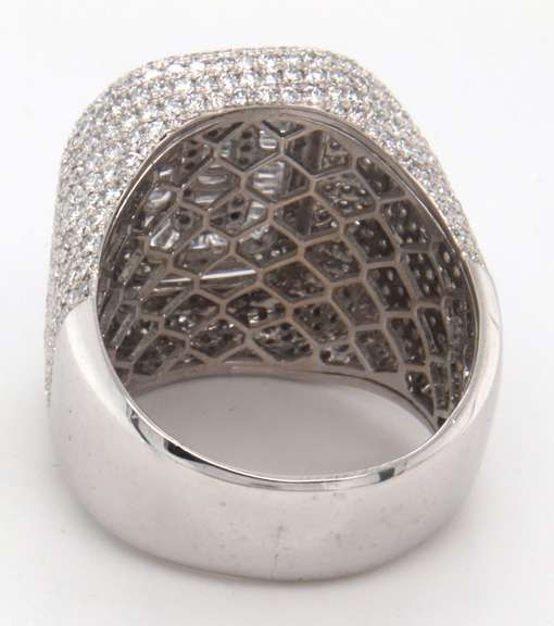 Overwhelmingly Rich Diamond Drenched 18k Stamped White Gold Ring