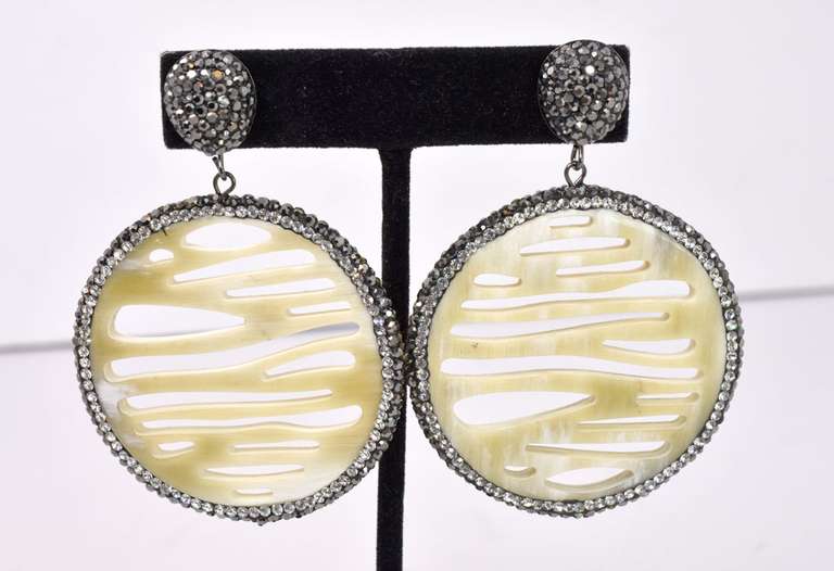 Wonderful Caramel Color Stone Earrings with Sparkling Crystal Accents