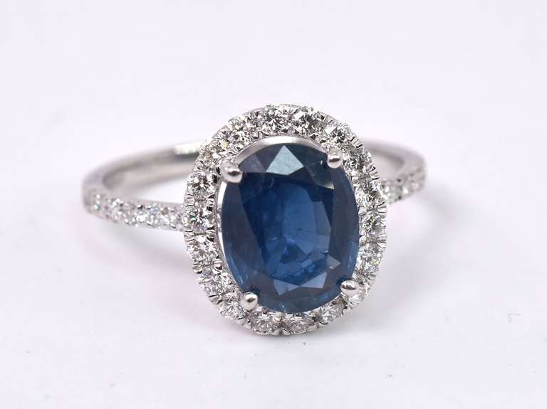Extravagant Sapphire and Diamond Ring in 18K White Gold