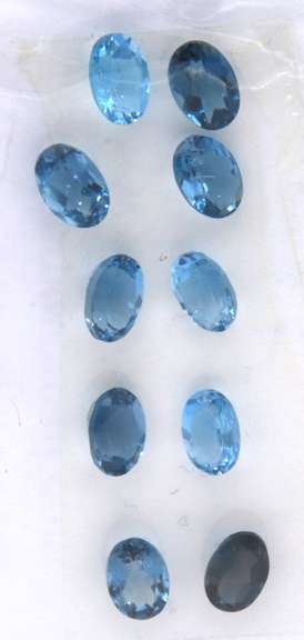Gorgeous Group of 10 Oval Cut London Blue Topaz Gemstones, 10.25cts