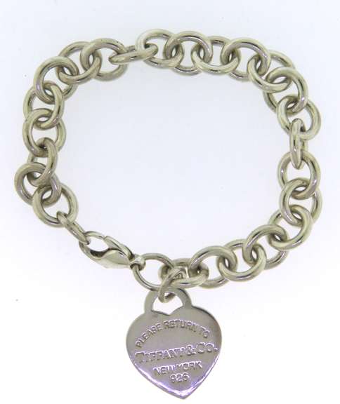 Sterling Silver Tiffany & Co Heart Charm Bracelet