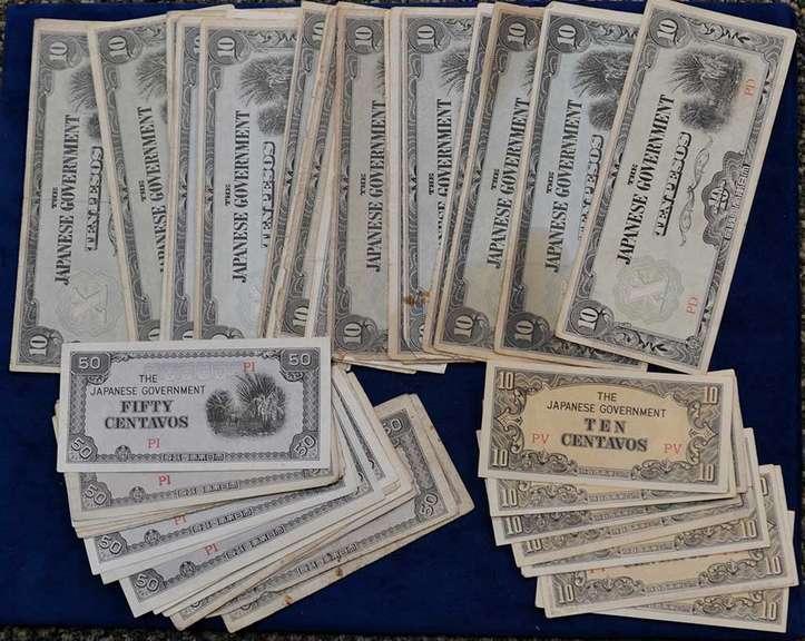 Lot Of 50 Rare WW2 1942 Philippines Japanese Occupation Peso And Centavo Notes.