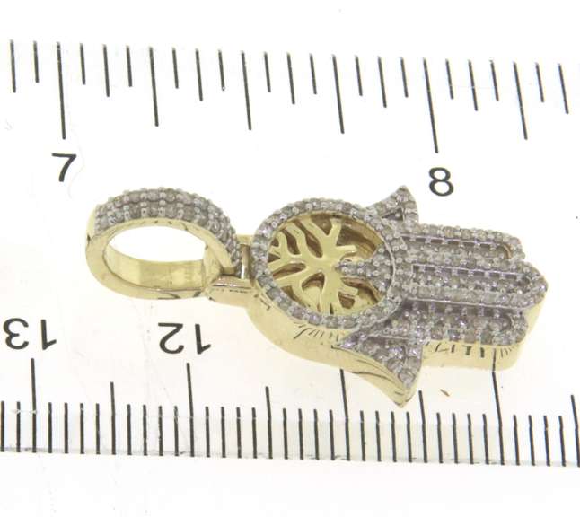 10kt Hamsa Hand Diamond Pendant