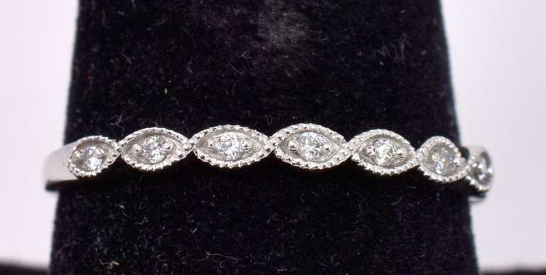 White Gold Band Ring with CZs
