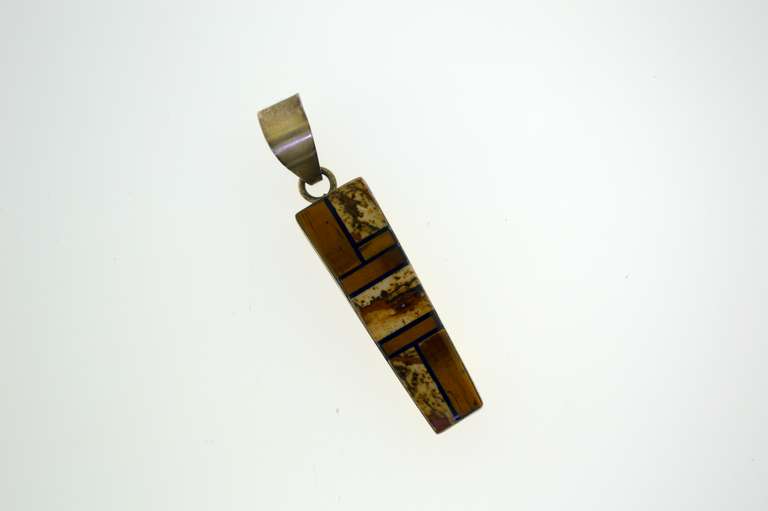 Sterling Silver Inlay Mixed Gemstone Pendant