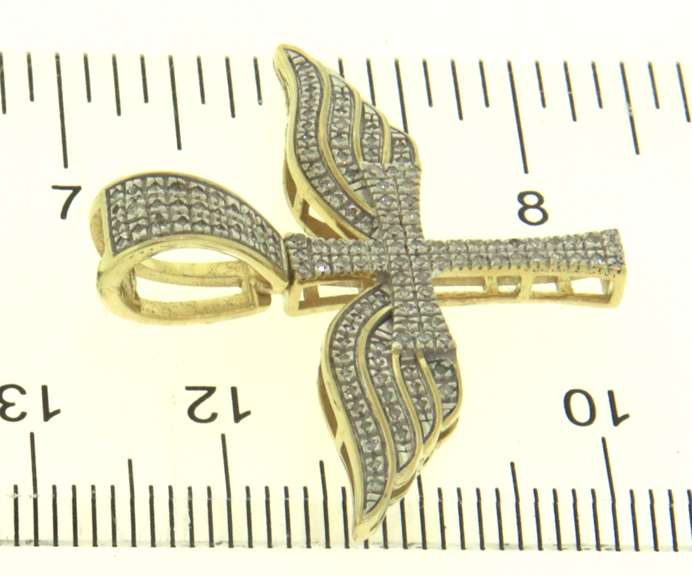 10kt Yellow Gold Diamond Cross Pendant