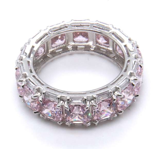 Sterling Silver Pink Cubic Zirconia Band