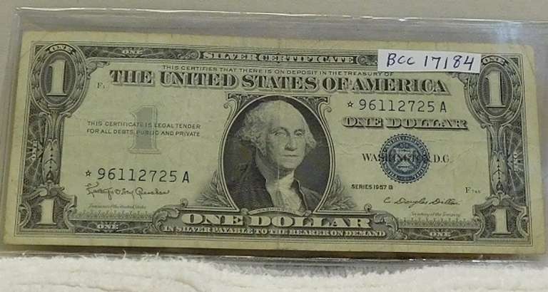 1957-B Star Note $1 Sil Cert, almost Unc
