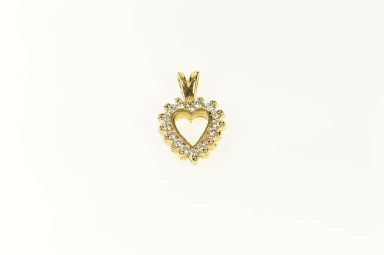 14K Yellow Gold 0.25 Ctw Diamond Classic Heart Love Symbol Pendant