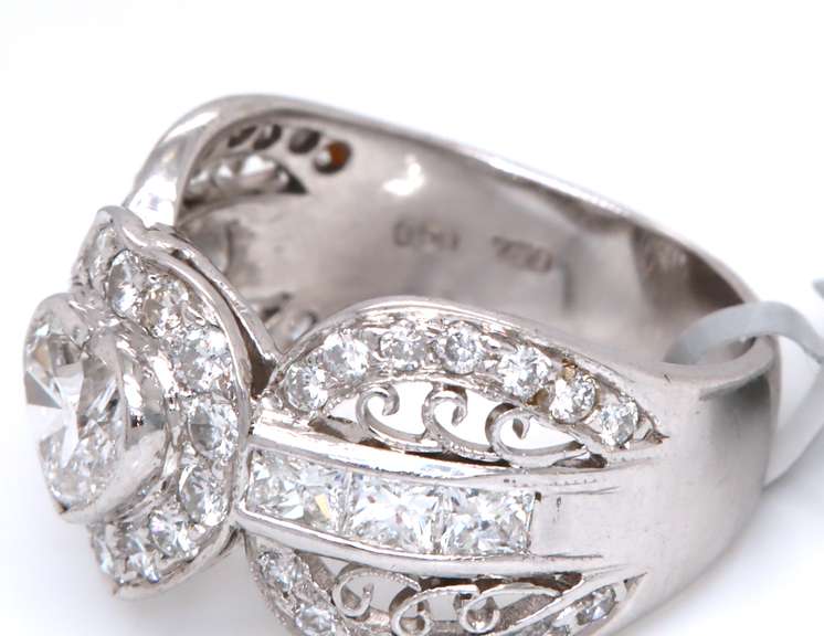 Outstanding 18kt Diamond Heart w RBC & Princess Cut Diamond Ring