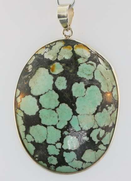 Huge! 70.35ct well marbled light blue Turquoise sterling pendant
