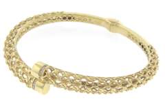 Modern Handmade Italian 14k Gold Adjustable Bangle Bracelet