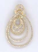 Gold Plated Sterling Silver Contemporary Tear Drop Pendant with Cubic Zirconias