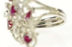 18K White Gold Pear Syn. Ruby 2.00 Ctw Diamond Cocktail Ring