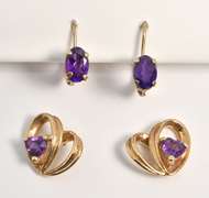 Two Pairs of Amethyst Earrings