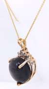 Stunning Cabochon Cut Purple Star Sapphire and Diamond Pendant on Chain