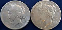 Lot Of 2 Key Date Peace Dollars 1921 And 1928 Polished/Cull/Damaged.