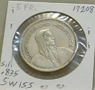 Swiss 1954  5 Franc .825 Silver