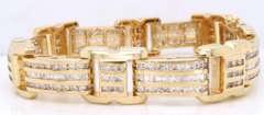 Must Have! Yellow Gold 12cts Diamond Gent's Bracelet