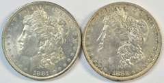 Fresh BU 1881-O and 1882-O Morgan Silver Dollars