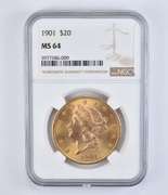 MS64 1901 $20 Liberty Head Gold Double Eagle - Graded NGC