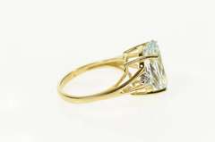 10K Yellow Gold Oval Blue Topaz Diamond Accent Cocktail Ring