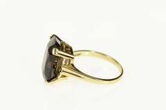 14K Yellow Gold Rectangular Cushion Smoky Quartz Cocktail Ring
