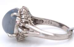Wonderful Platinum Natural Star Sapphire and Diamond Ring